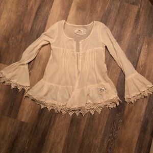 JDL Button Up Peasant Top